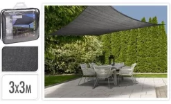 Schaduwdoek Vierkant Grijs Kleur 3x3m