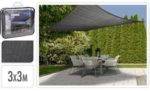 Schaduwdoek Vierkant Grijs Kleur 3x3m 1 Schaduwdoek Vierkant Grijs Kleur 3x3m
