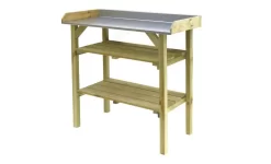 Tuinwerkbank Grenen Met Zinken Blad, 90 X 45 X 95 Cm, Groen Geïmpregneerd.